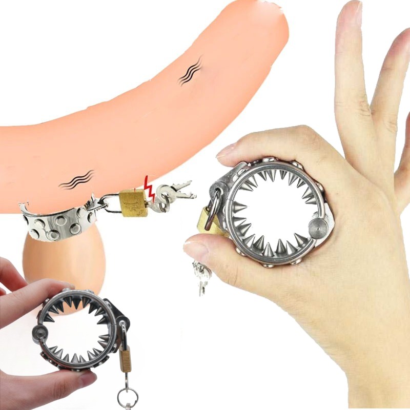 Stainless Steel Ball Stretcher with Spike Scrotum Testicle Ring BDSM Torture Toy
