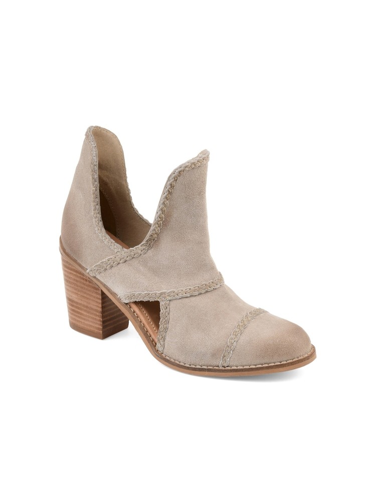 JOURNEE COLLECTION Womens Beige V-Sides Detailin Almond Slip On Booties 7