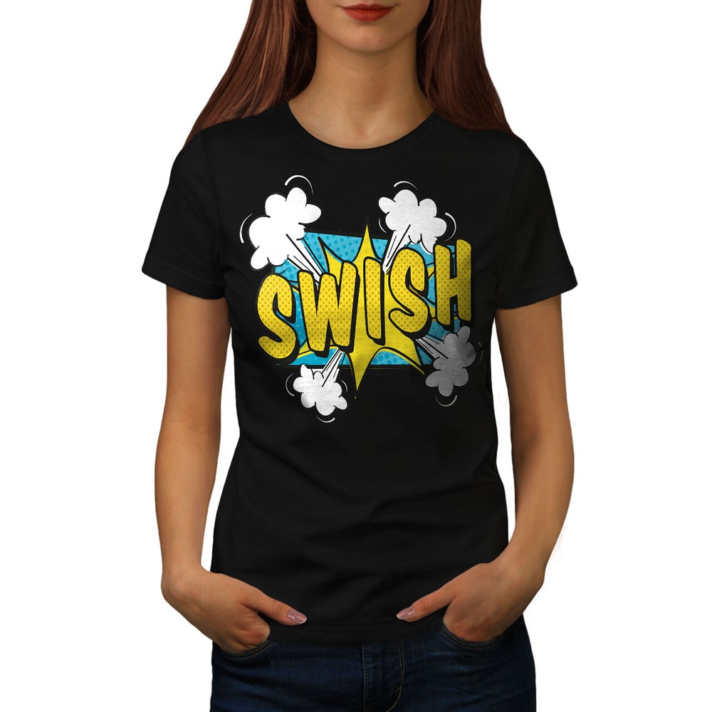 Wellcoda Swish Text Comic Burst Fun Pop Art Womens T-shirt