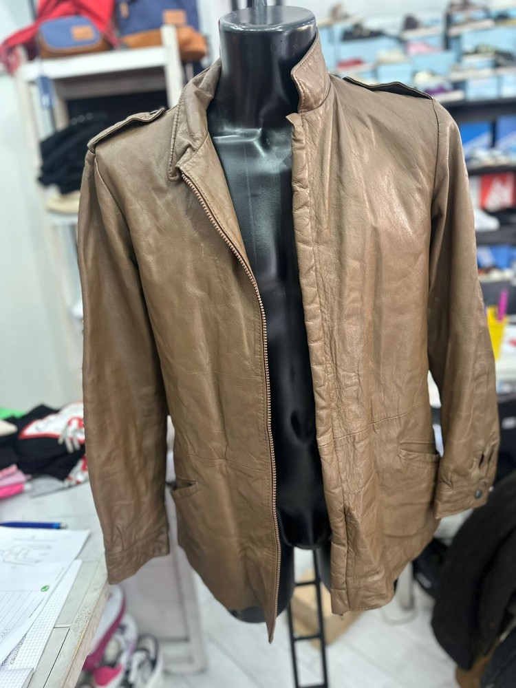 Vintage Brown Leather Jacket for Men Size 50 LLV375