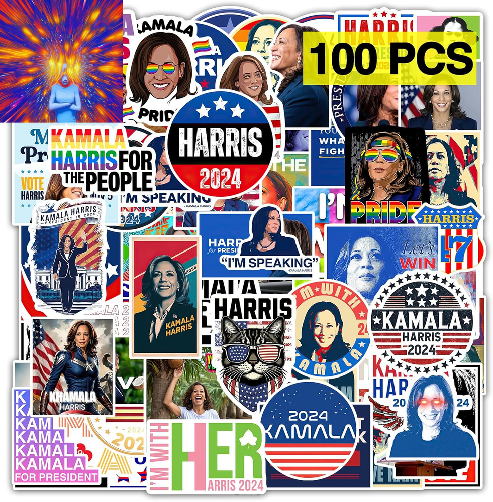 Kamala Harris 2024 Stickers (100 Pcs) Patriotic American President Elect Vote Su