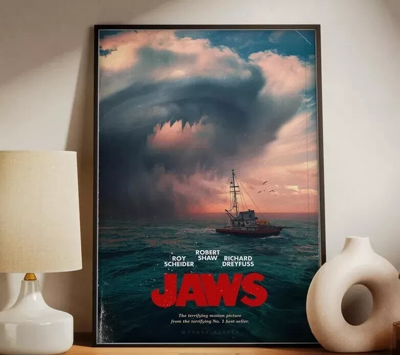 Jaws Movie Poster, Film Wall Art, Cinema Wall Prints, Home Decor Poster