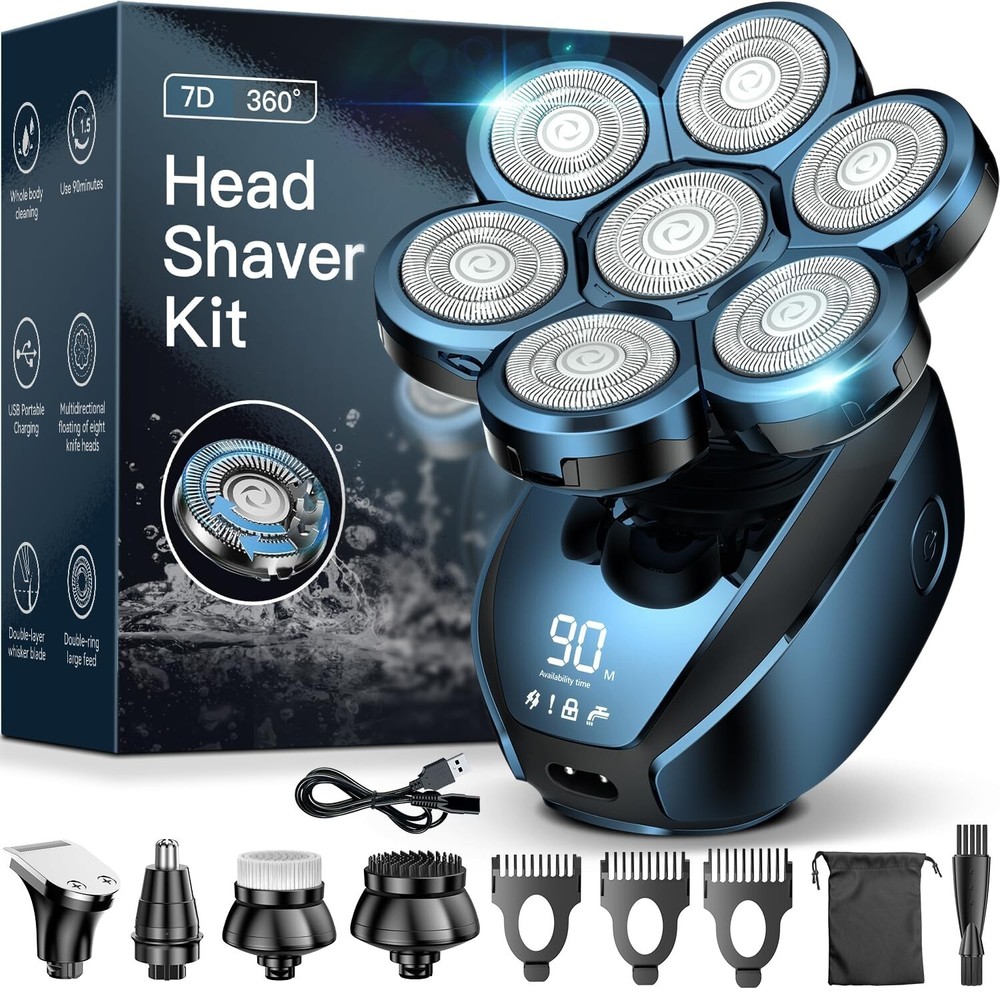 Head Shavers, Upgraded 5-in-1 Electric Razor for Bald Men, 7D Floating Shavin...