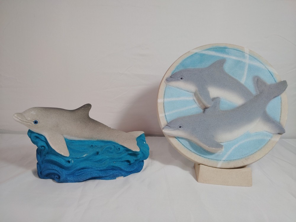 Hand Painted Dolphin Ocean Decor Sand Sculptures Made in USA 🐬