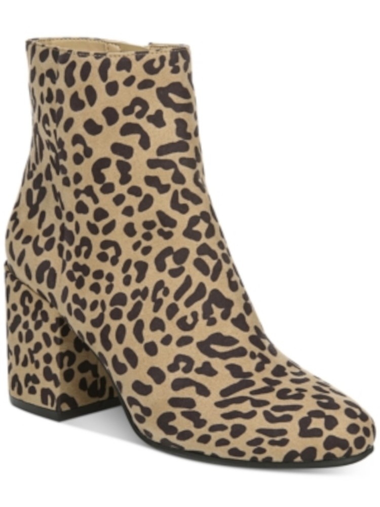 BAR III Womens Beige Leopard Print Gatlin Almond Toe Block Heel Booties 11 M