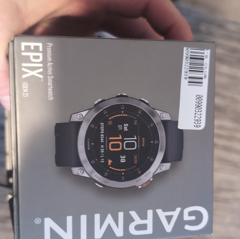 Garmin Epix Gen 2 Smartwatch GPS Silver Case Black Silicone Band 47mm