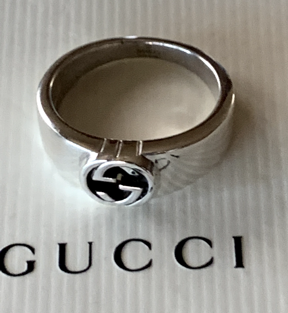 Gucci  Logo Ring  Sterling Silver 925  Size  8  US Gucci Size 17