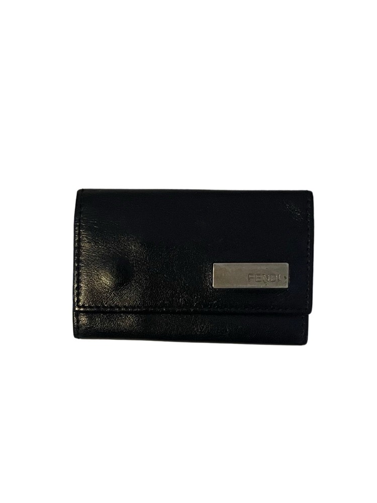 Authentic FENDI Black Leather Key Ring Wallet
