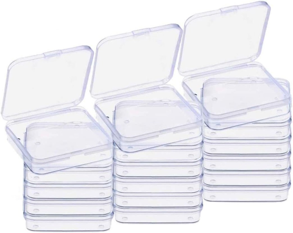 18-Pack Mini Clear Plastic Bead Storage Boxes with Lids for Pills & Crafts