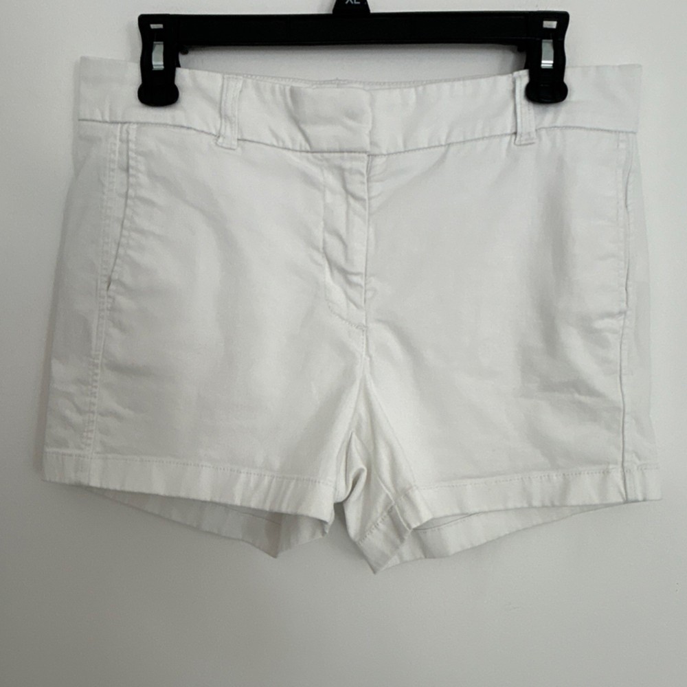 J.Crew Chino Shorts White Women's 6 Cotton Regular Fit Button Zip Pockets