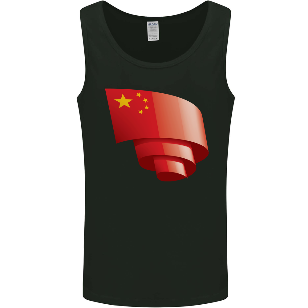 Curled China Flag Chinese Day Football Mens Vest Tank Top