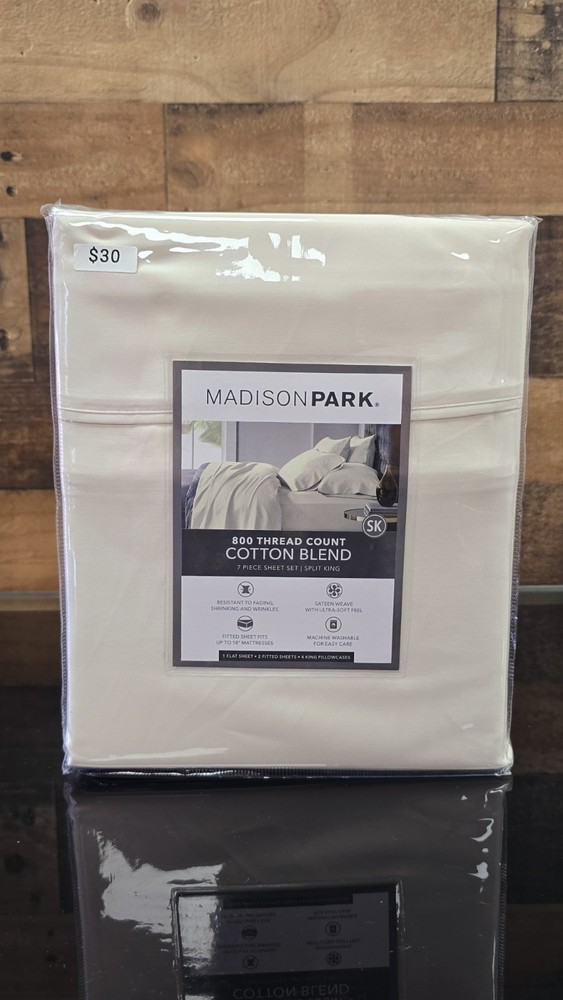 Madison Park 800 Thread Count Cotton Blend Split King Sheet Set in Ivory