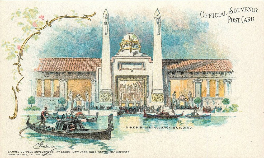 1904 St. Louis World's Fair Mines Metallurgy Buildings Postcard 25-10884