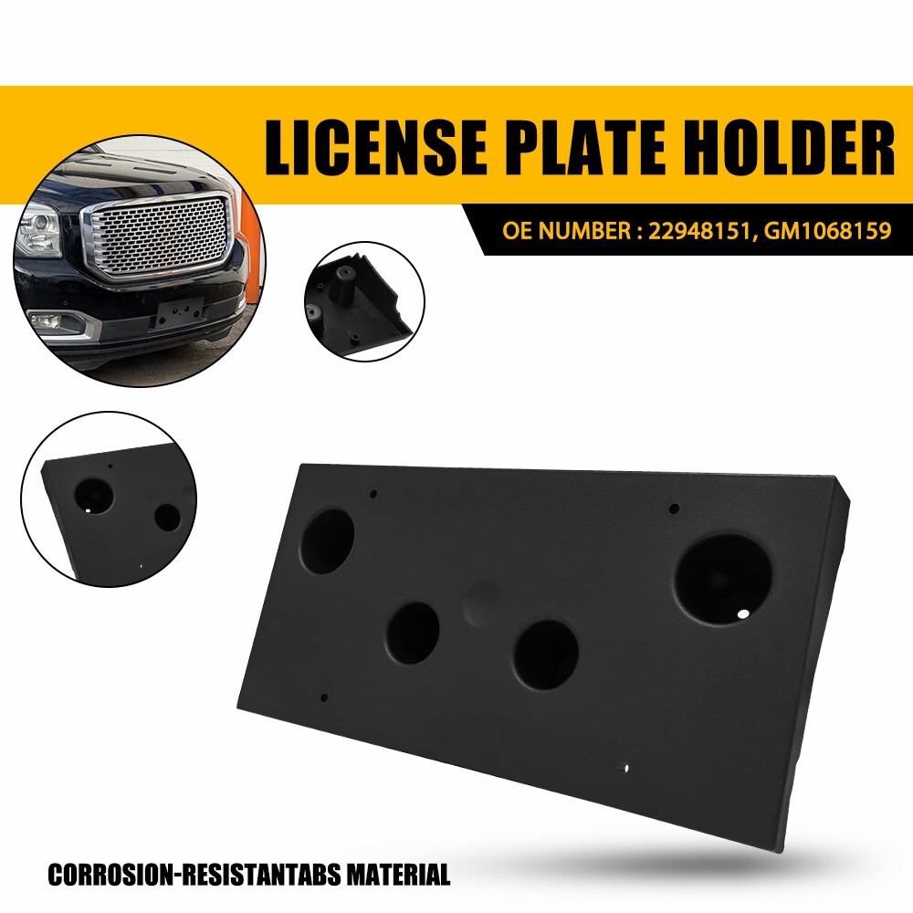 Black Front License Plate Bracket for 2015-19 GMC Yukon - GM1068159 M