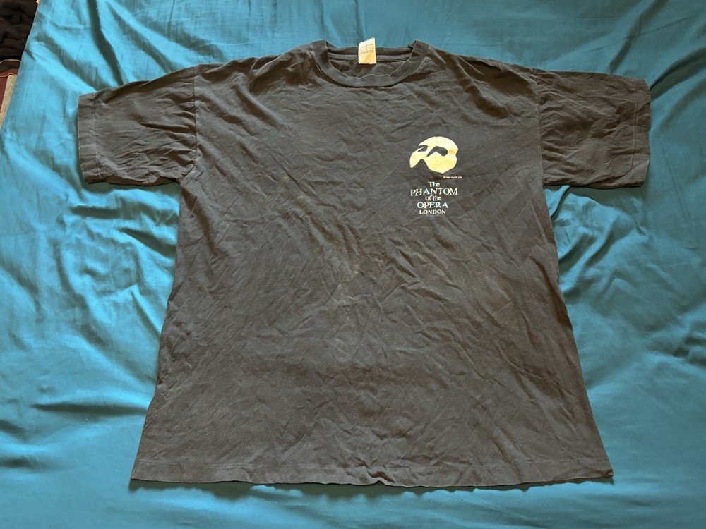 Vintage Phantom Of The Opera Shirt Mens XL Black 80s London Glow In The Dark