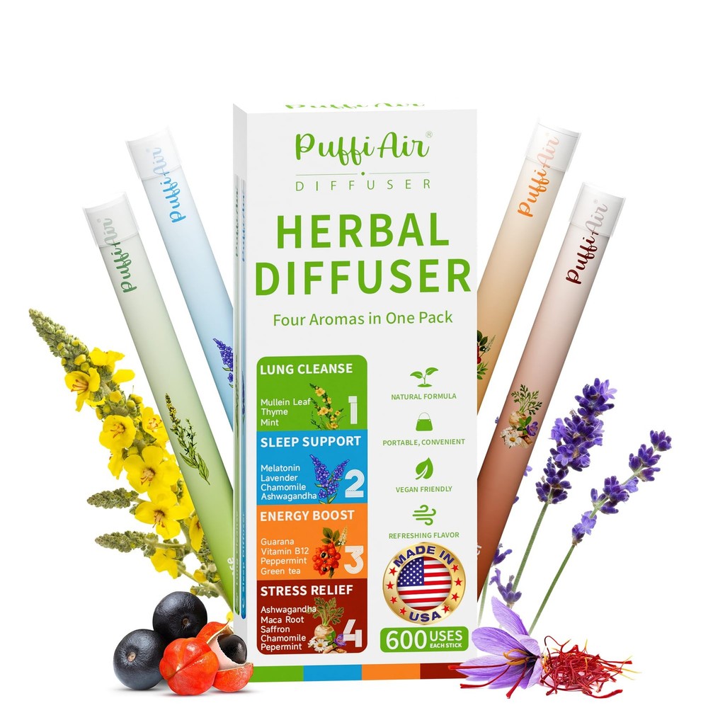 PUFFIAIR Herbal Diffuser Pen 4 Pack Clean Botanical Aromatherapy Diffusers Four
