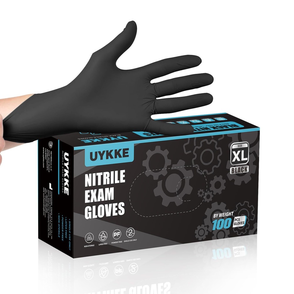 Black Nitrile Gloves Cleaning Gloves, Powder & Latex Free Disposable Gloves H...
