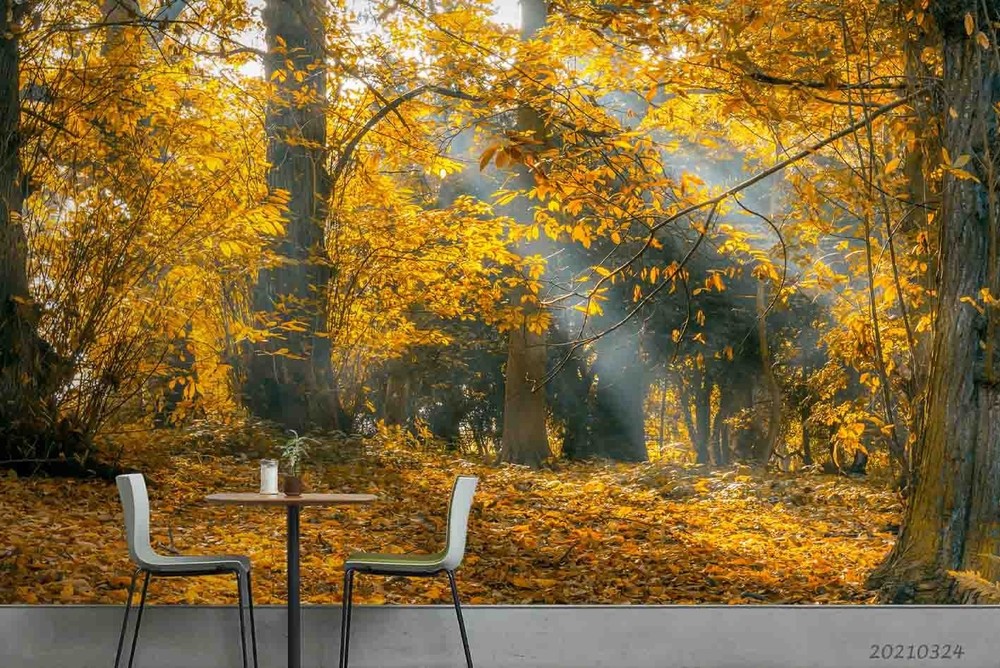 3D Forest Sunshine Autumn Landscape Wall Murals Wallpaper Murals Wall Sticker 2