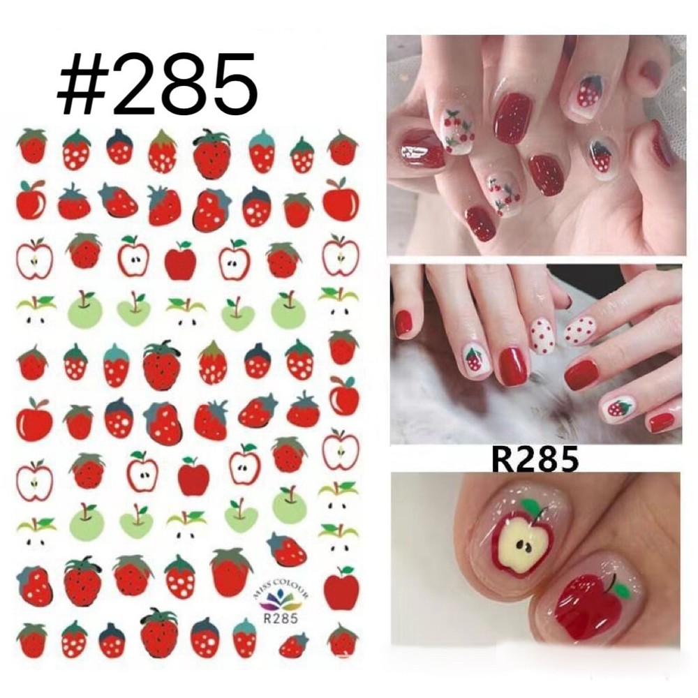 Strawberry Nail Decals Apple Strawberry Nail Sticker Peel & Apply Nail Art