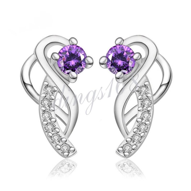 Designer Inspired Genuine 925 Sterling Silver Crystal Heart Stud Earrings S1127