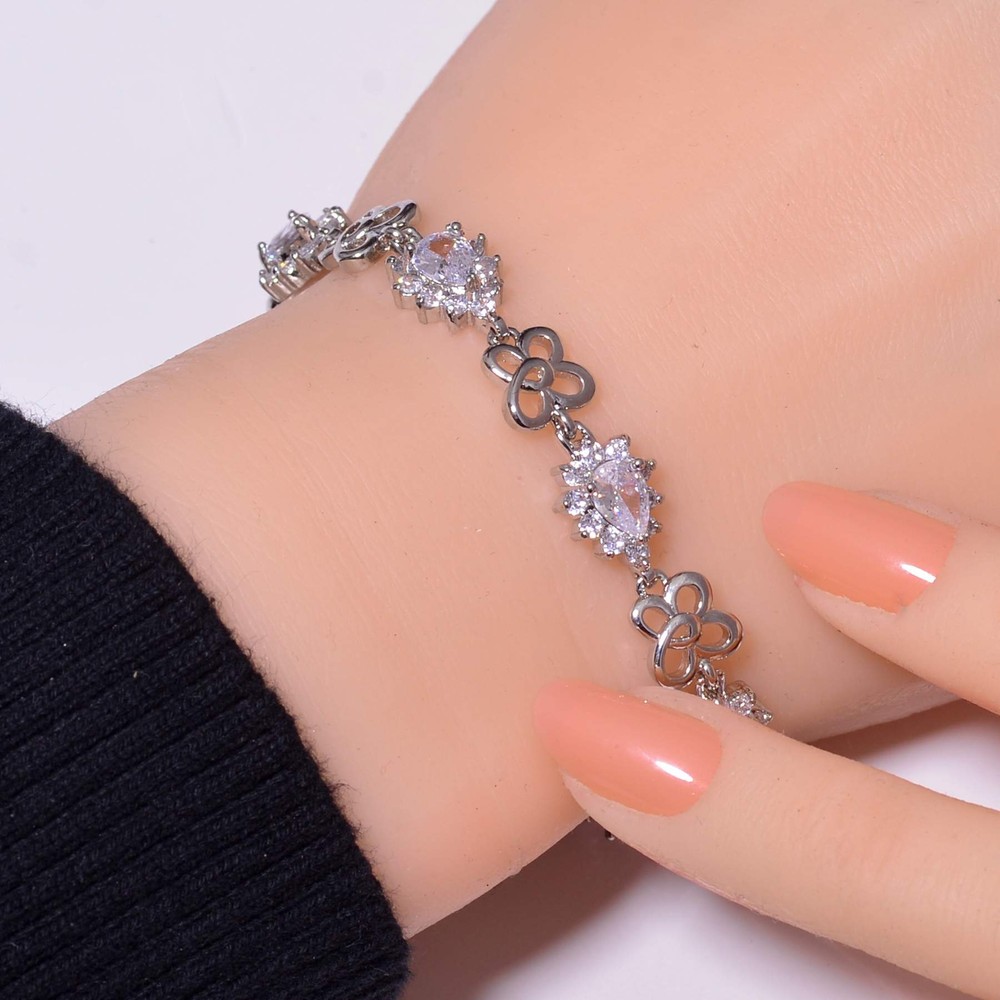 White Topaz & Cubic Zirconia 925 Sterling Silver Tennis Bracelet 7.99