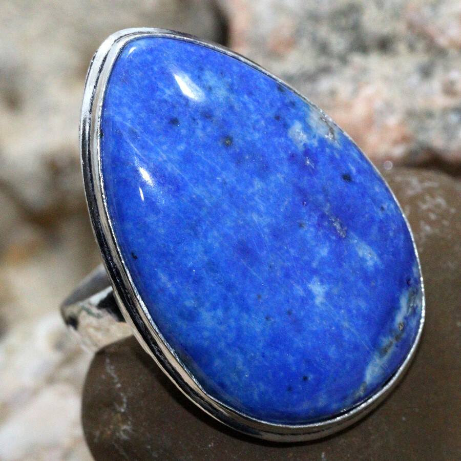 925 Silver Plated Lapis Lazuli Ethnic Ring Handmade Jewelry Size US 9 JW