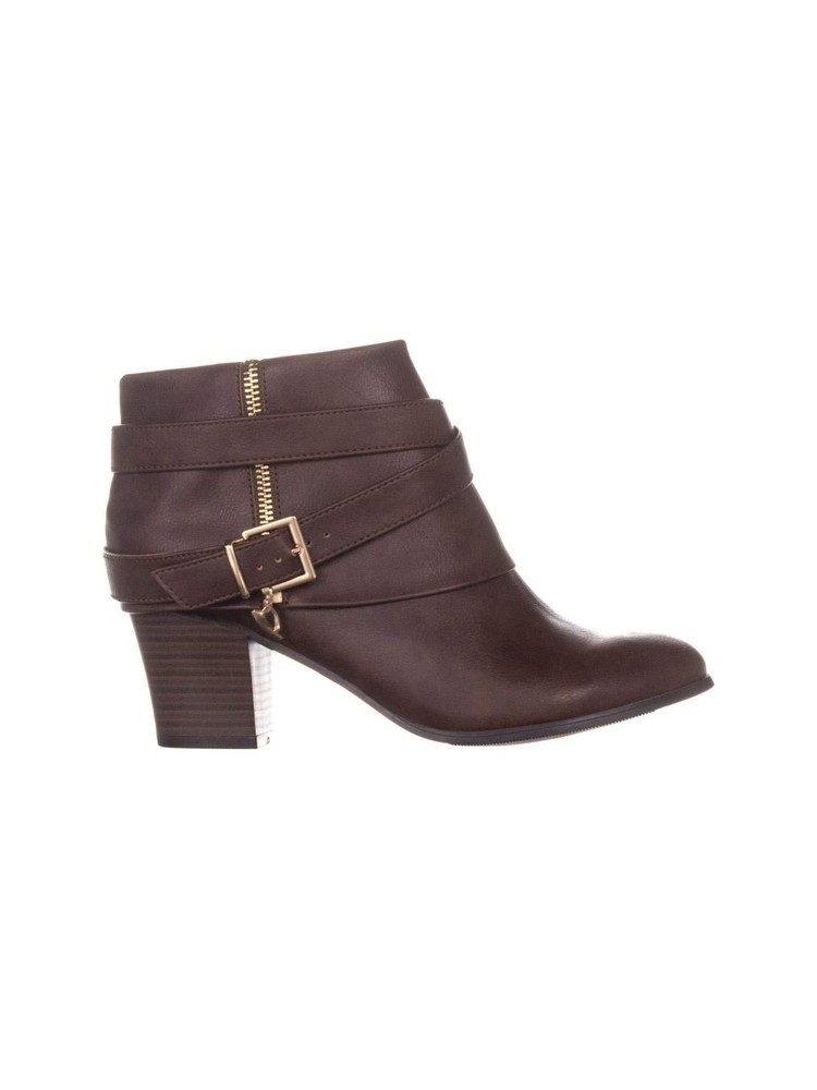 THALIA SODI Womens Brown Zipper Accent Tully Round Toe Block Heel Booties 10 M