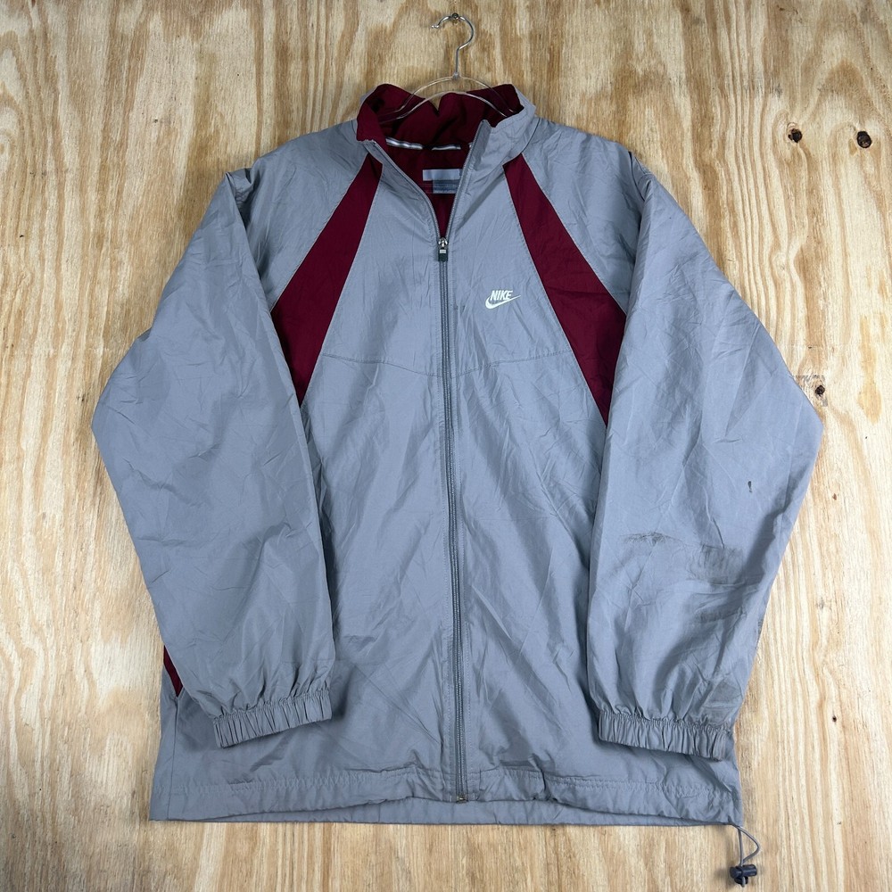 Vintage Nike Embroidered Full-Zip Long Sleeve  Gray Windbreaker Men's Size XXL