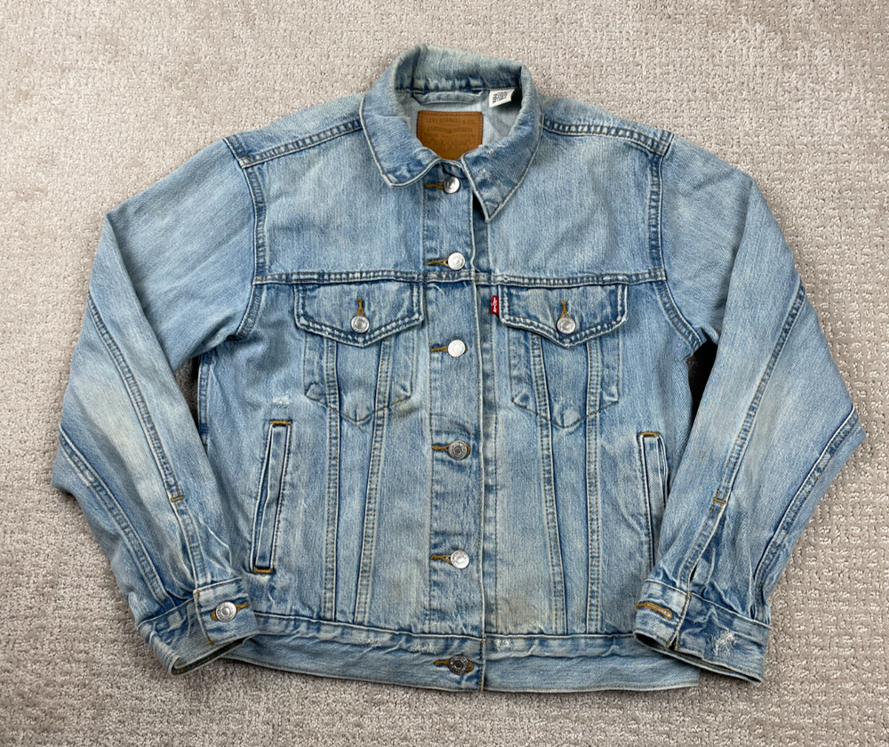 Levis Premium Denim Jacket Mens Small Medium Wash Faded Denim Type 3 Trucker