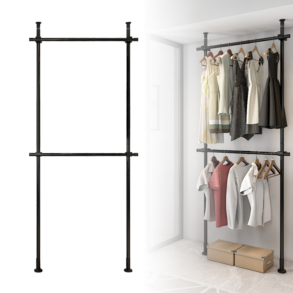 Garment Rack Clothes Storage Hanger Organizer Ceiling Top & Floor Metal Closet