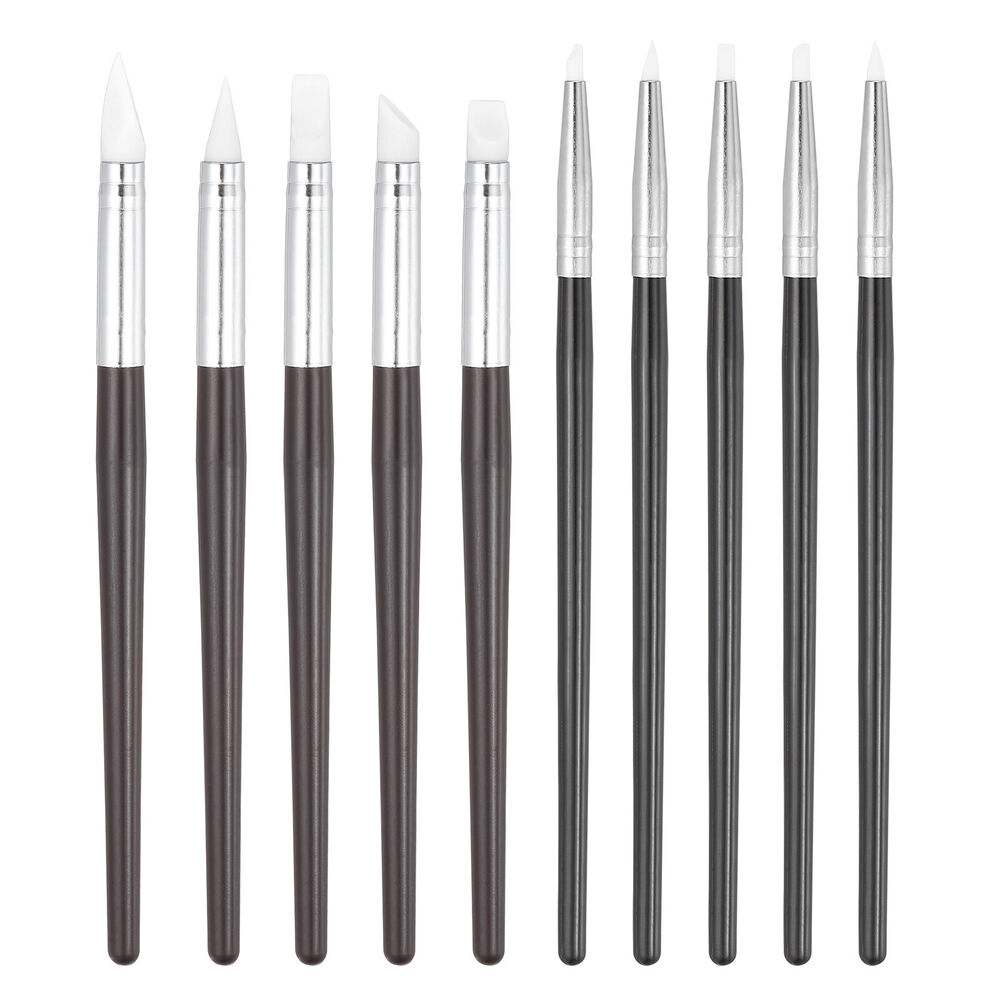 10 Pcs Silicone Clay Shaping Tool, Red Brown/White (3mm/8mm)