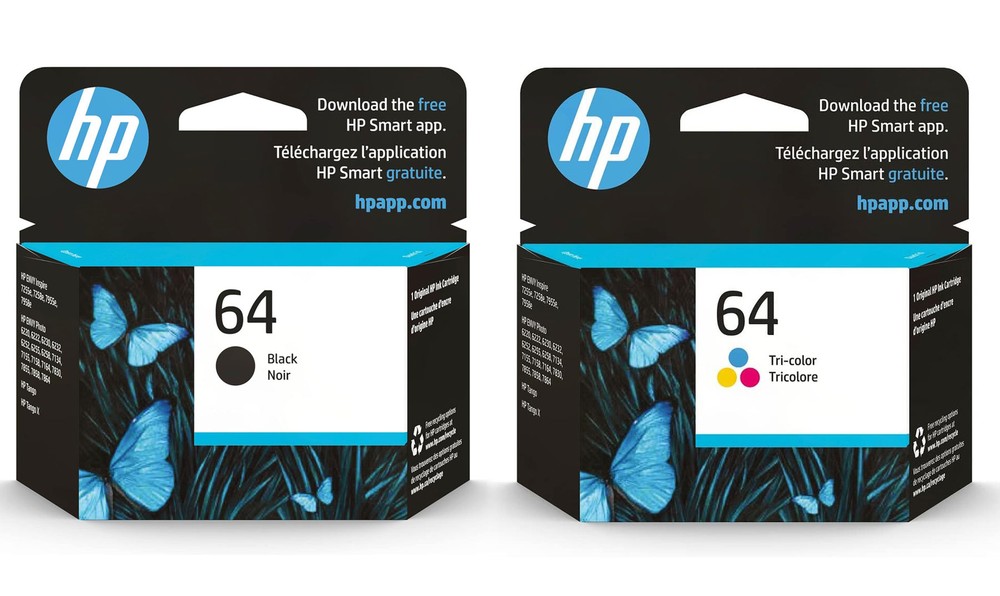 HP 64 Ink Cartridge Combo Black & Tri-Color New Genuine N9J90AN N9J89AN LOT