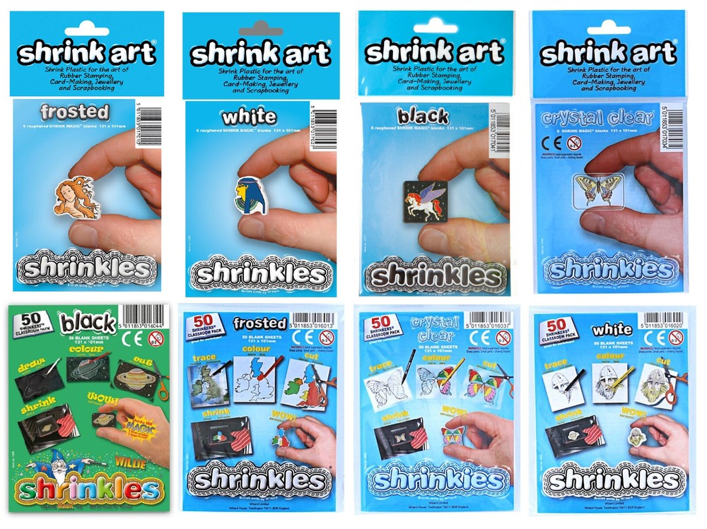 SHRINKLES SHRINKIE SHRINK PLASTIC CRAFT PLAIN & PATTERNED JEWELLERY PICK COLOUR