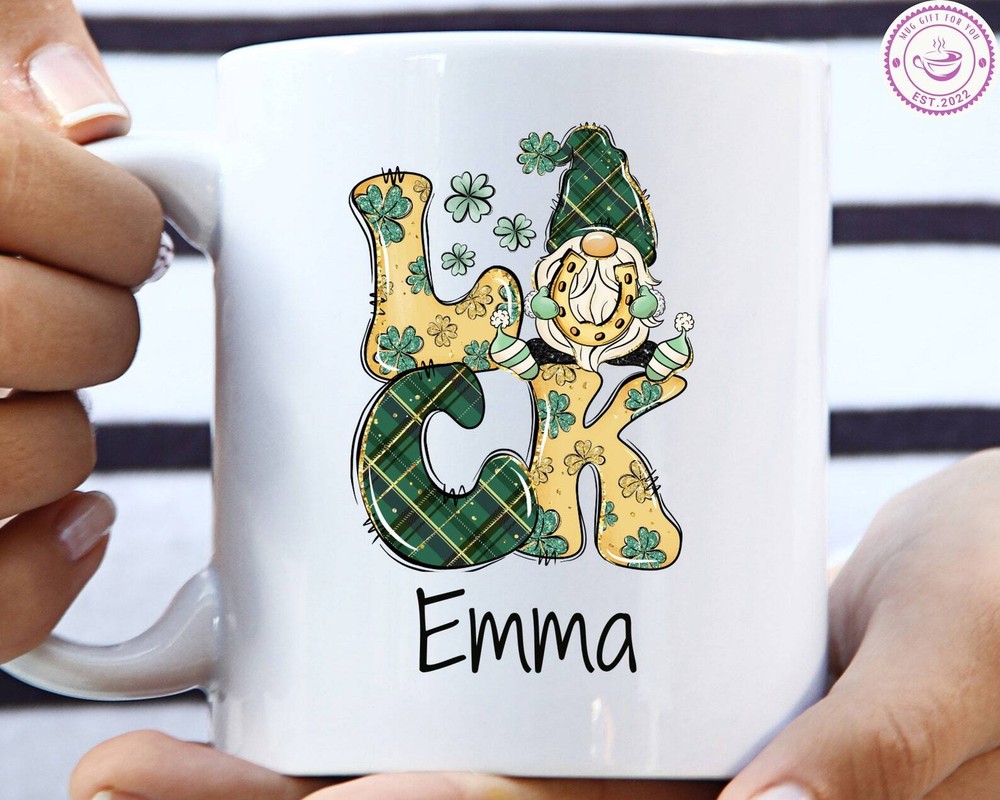 Custom St Patricks Day Mug with Shamrock - Personalized Irish Gift