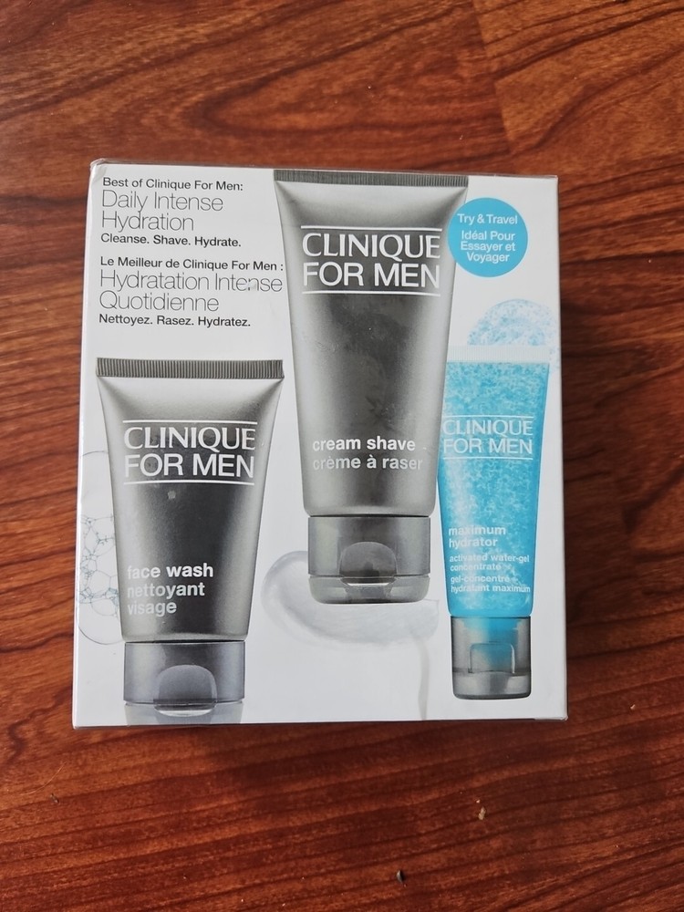 Clinique For Men Daily Intense Hydration Set-FACE WASH, CREAM SHAVE, HYDRATOR