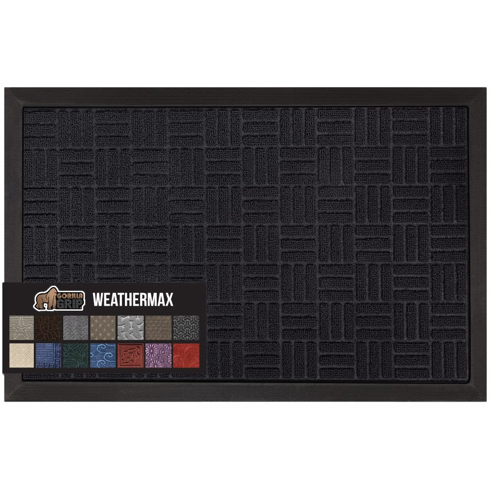 Durable Natural Rubber Waterproof All-Season WeatherMax Doormat, Stain-Resistant Design