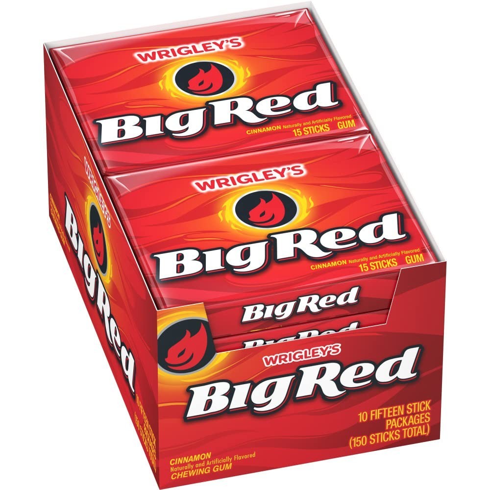 BIG RED Cinnamon Chewing Gum Bulk Pack, 15 Sticks (Pack of 10) Free Shipping