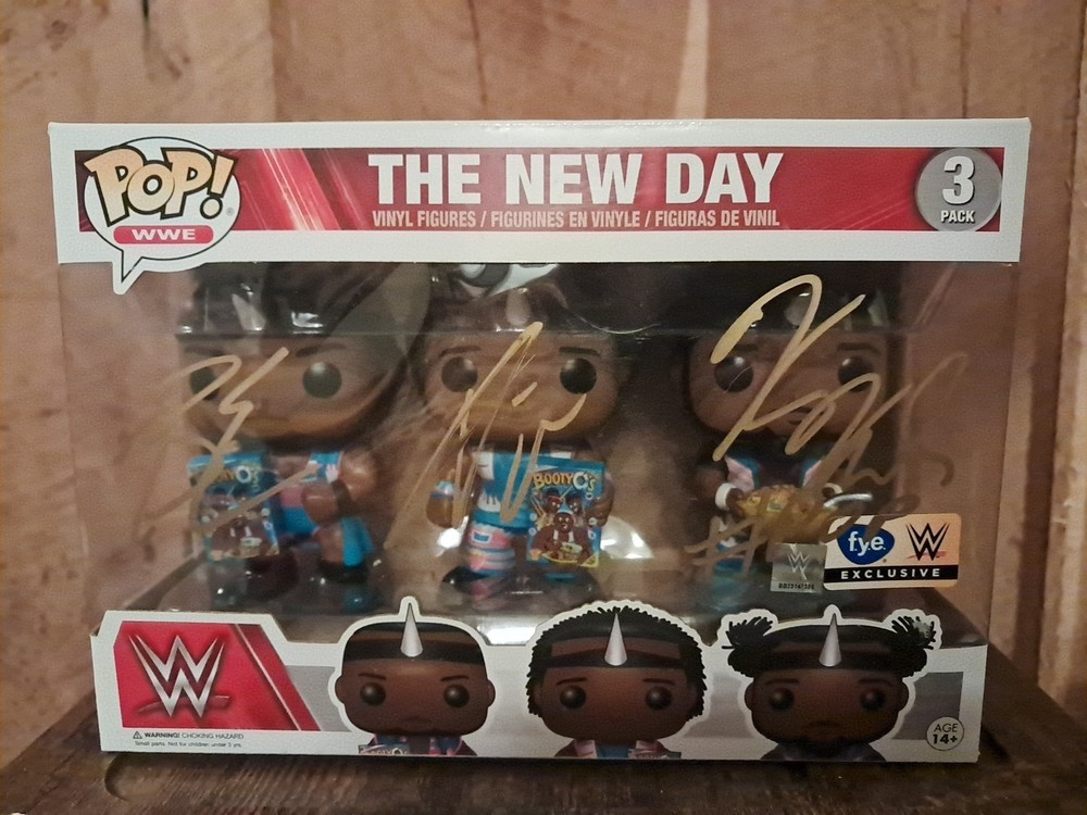 Funko WWE Shop:New Day 3-Pack, Exclusive FYE  Signed By All 3 Members. COA-image
