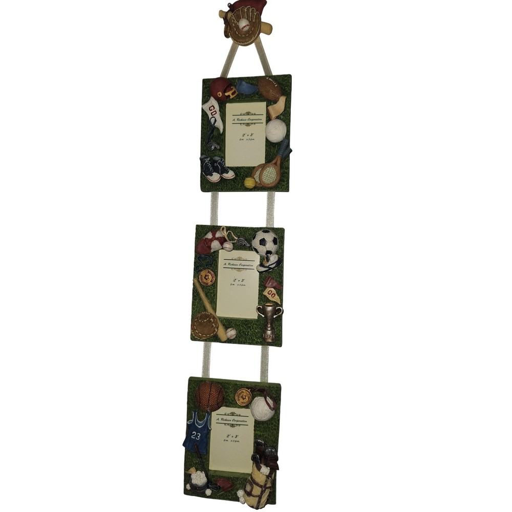 Sports keepsake hanging 3-photo frame for home decor or Father's Day gift