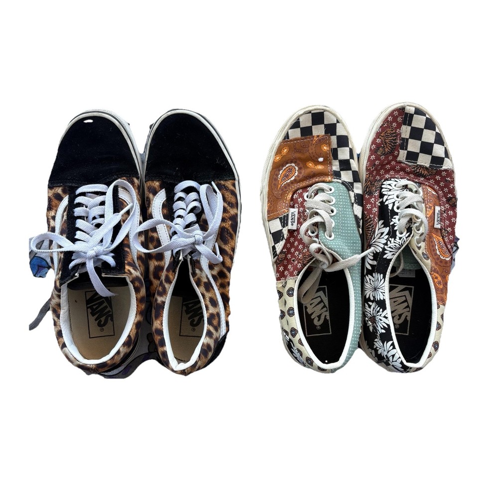 Vans Shoes Animal Print Quilted Paisley Lot Of 2 Women’s 8 Men’s 6.5