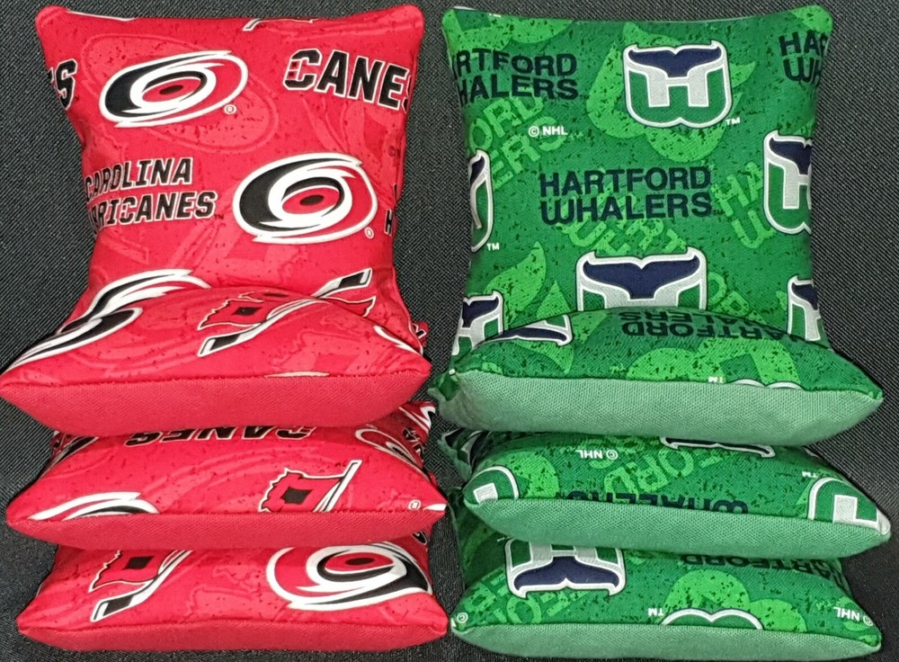 Set Of 8 Carolina Hurricanes Hartford Whalers Hockey Cornhole Bags FREE SHIPPING