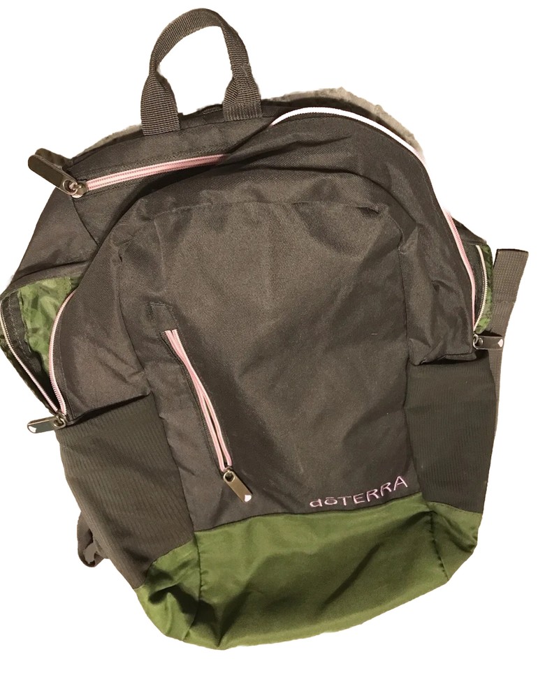 doTERRA Logo Advertising Backpack Laptop Bag Padded Pockets Adjust Purple Green