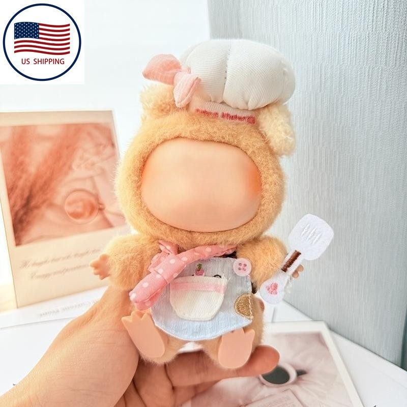 Kawaii Chef Outfit Set for 17CM La Boo Boo Plush Doll in Pink