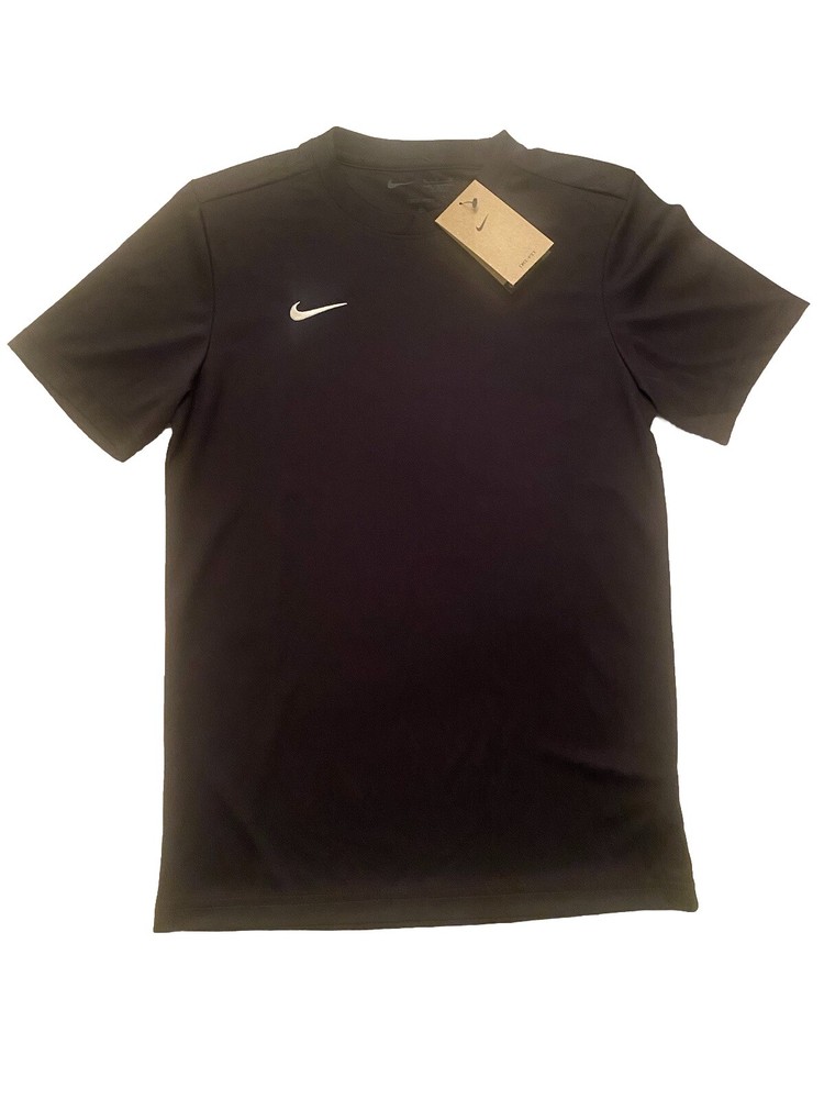 NEW w Tags NIKE Men’s Dri-Fit Crew Neck Black T-Shirt Sports Soccer Shirt S