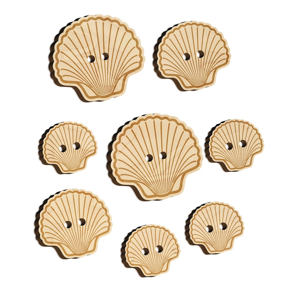Scallop Seashell Beach Shell Wood Buttons for Sewing Knitting Crochet DIY Craft