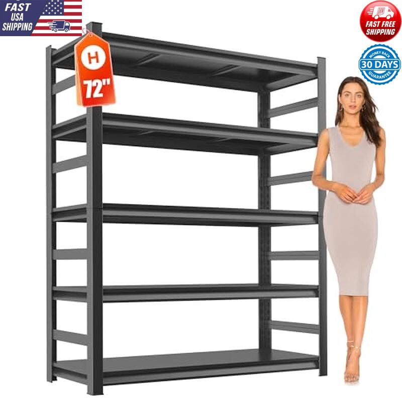Heavy Duty 5-Tier Metal Storage Rack Adjustable Shelving Unit 3000 lbs Capacity