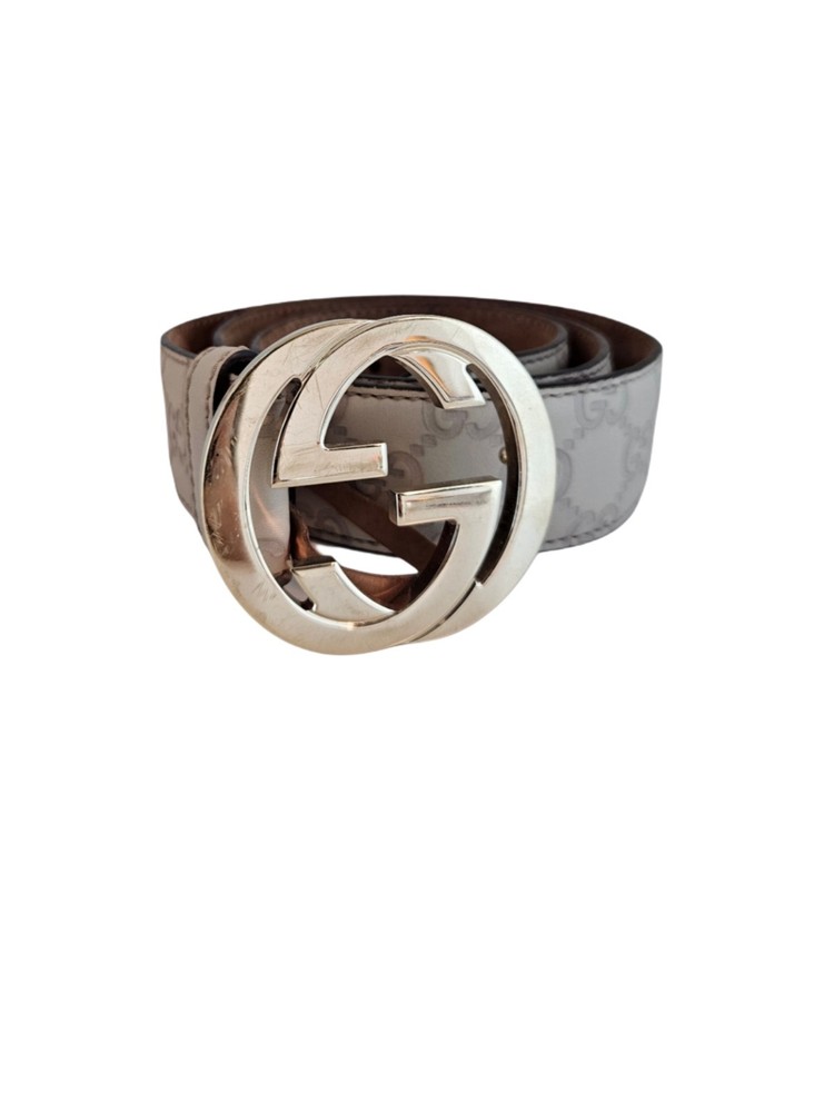 Gucci GG monogram leather belt in ivory