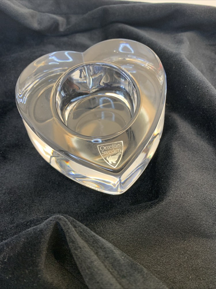 Orrefors Crystal MY HEART Votive by Lars Hellsten Made in Sweden