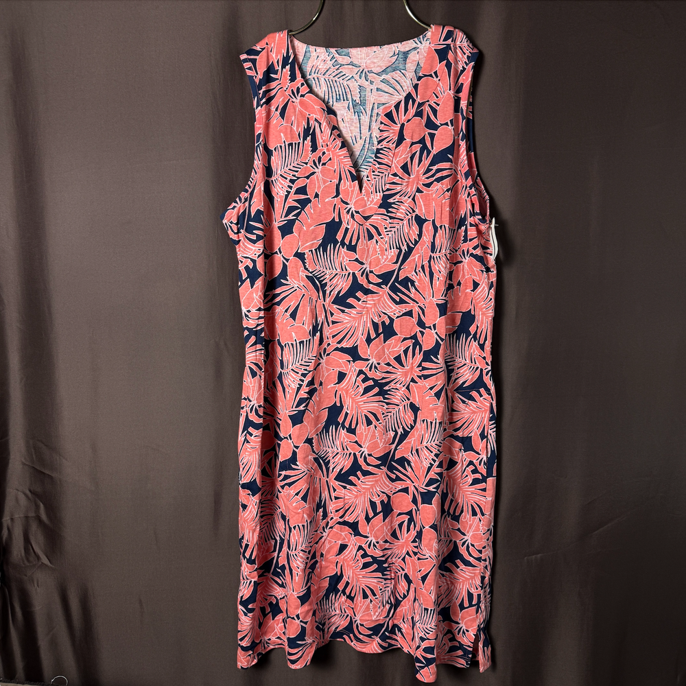 Lands End Womens M Long Sleeveless Cotton Jersey Swim Coverup Dress Wood Lily