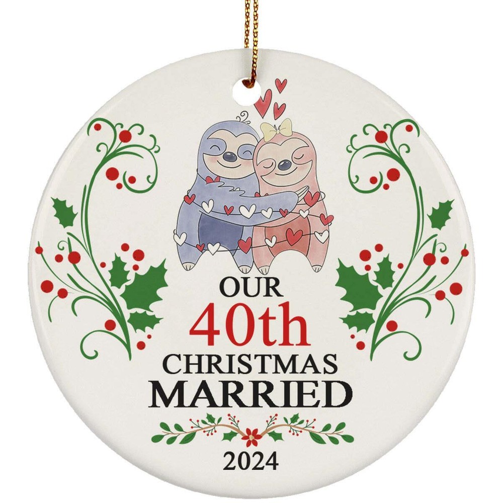 Our 40th Years Christmas Married Ornament Gift 40 Anniversary Funny Sloth Couple